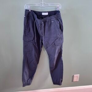PROJEK RAW Mens Cargo Jogger Pants Dark Gray Classic Fit Drawstring Waist‎